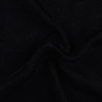 Tissu Viscose Jacquard Cercles en relief sur fond Noir - Par 10 cm