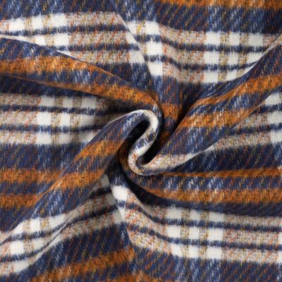 Tissu Laine mélangé motif Tartan sur fond Bleu - Par 10 cm