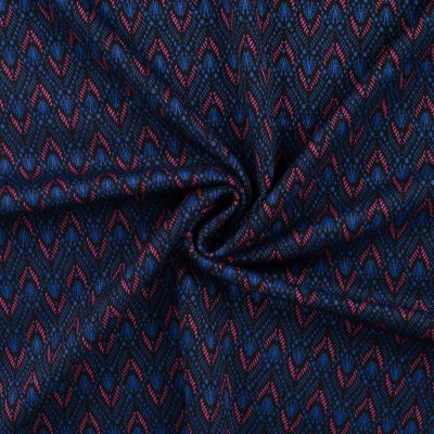 Tissu Milano imprimé Motifs fuschia et bleu sur fond Noir - Par 10 cm