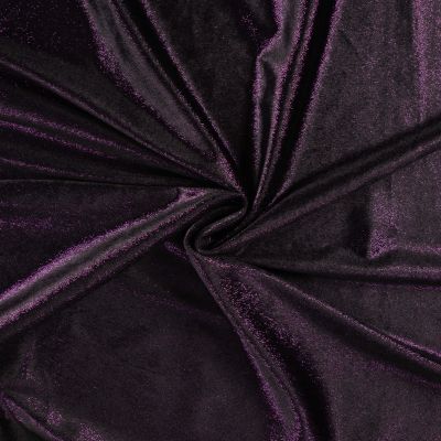 Tissu Velours Lurex violet sur fond Noir - Par 10 cm
