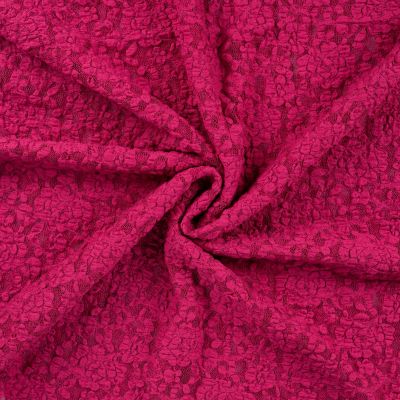 Tissu Dentelle Fleurs gaufrées Rose fuchsia - Par 10 cm