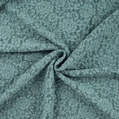 Tissu Dentelle Fleurs gaufrées Vert amande - Par 10 cm