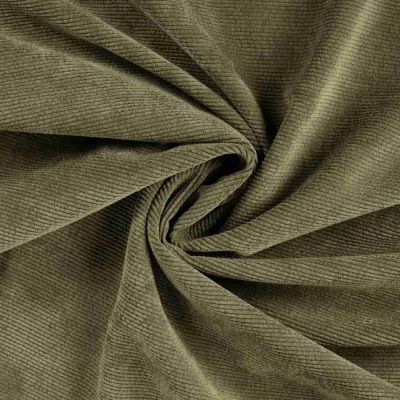 Tissu Velours Côtelé lavé  Eden envers fausse fourrure uni  Vert kaki - Par 10 cm