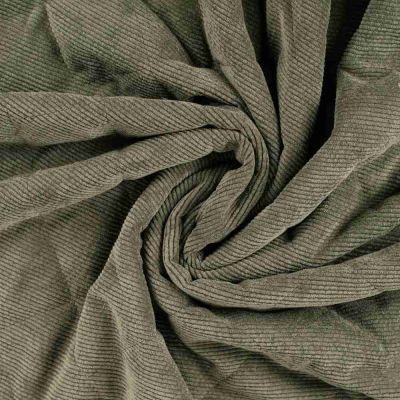 Tissu Velours Côtelé matelassé Ylona envers fausse fourrure uni Vert kaki - Par 10 cm