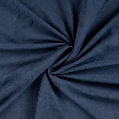 Tissu Suédine Melody  aspect peau de pêche envers satiné uni Bleu marine - Par 10 cm