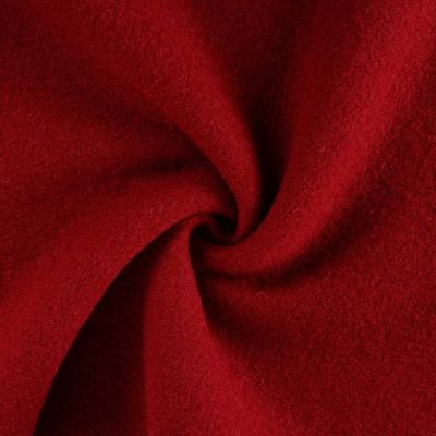 Tissu Laine bouillie  Isolde uni Rouge - Par 10 cm