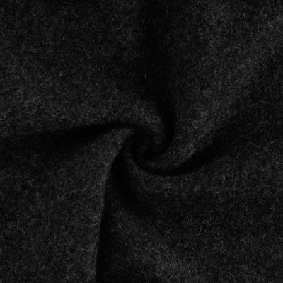 Tissu Laine bouillie  Isolde uni Noir - Par 10 cm