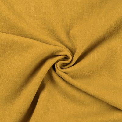 Tissu 100% Lin uni Moutarde - Par 10 cm