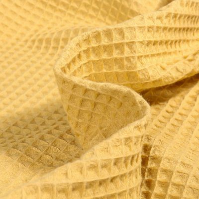 Tissu Nid d&#039;abeille  Jaune moutarde - Par 10 cm