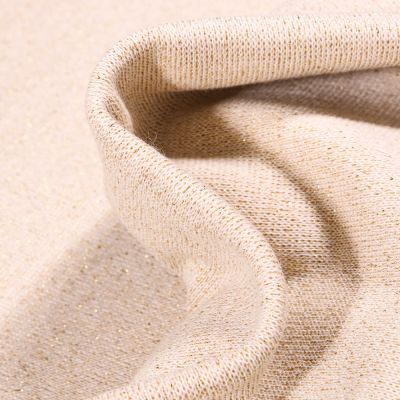 Tissu Bord côte Pailleté uni Beige - Par 10 cm