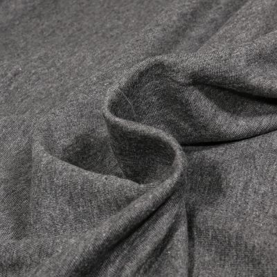 Tissu Jersey Coton uni Lèna sur fond Gris foncé chiné - Par 10 cm