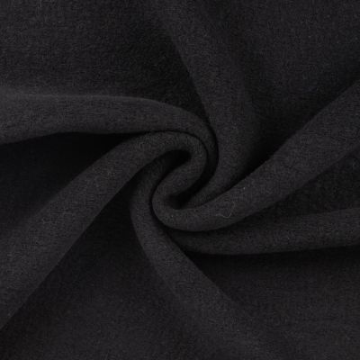 Tissu Laine bouillie uni Noir - Par 10 cm