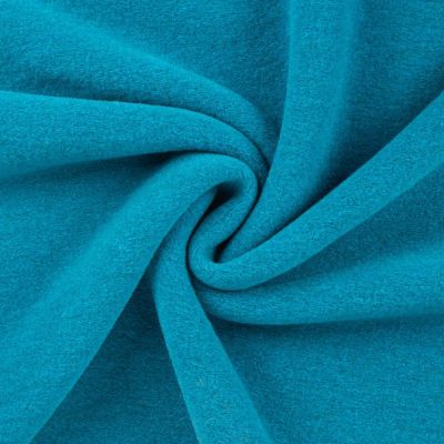 Tissu Laine bouillie uni Bleu turquoise - Par 10 cm