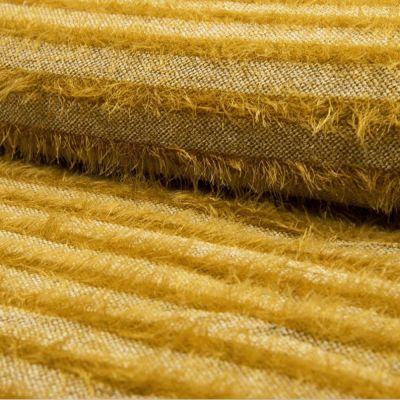 Tissu Maille Rayures à poils Moutarde - Par 10 cm