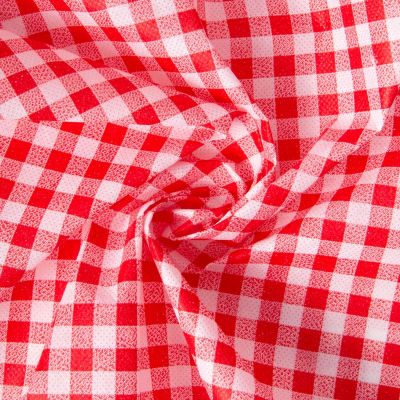 Tissu Non tissé vichy Rouge sur fond Blanc - Par 10 cm