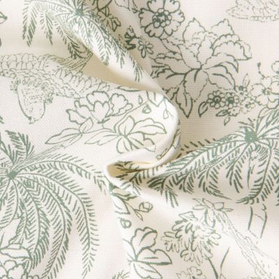 Tissu Toile de Jouy Grande Largeur Palme Cactus sur fond Naturel - Par 10 cm
