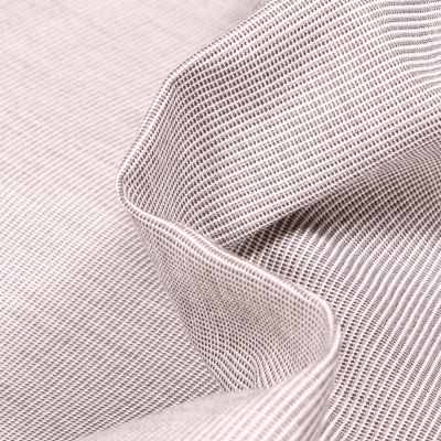 Tissu Toile extérieure Dralon Grande largeur Fines rayures beige sur fond Blanc - Par 10 cm