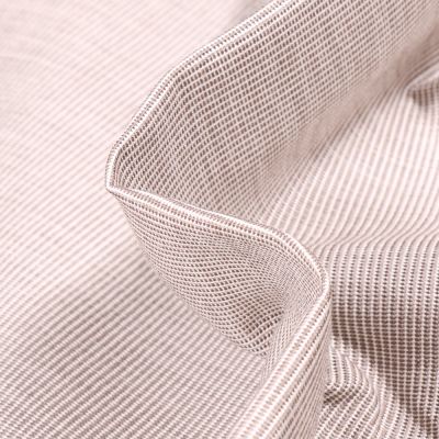 Tissu Toile extérieure Dralon Grande largeur Fines rayures taupe sur fond Blanc - Par 10 cm
