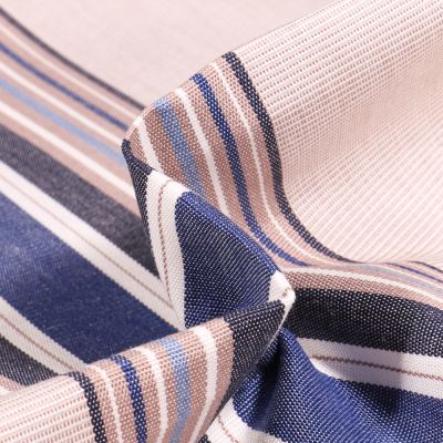 Tissu Toile extérieure Dralon Grande largeur Le Croisic sur fond Bleu - Par 10 cm