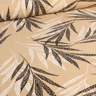 Tissu Viscose Lin Ellya sur fond Beige - Par 10 cm