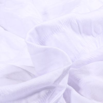 Tissu Jersey Coton smocké uni Blanc - Par 10 cm