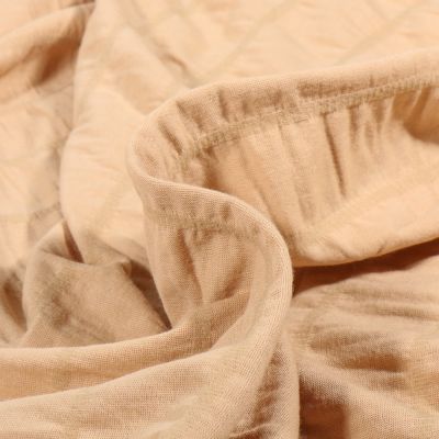 Tissu Jersey Coton smocké uni Beige - Par 10 cm