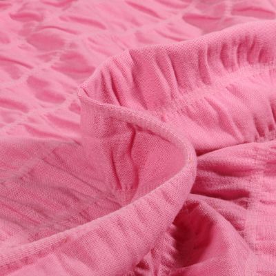 Tissu Jersey Coton smocké uni Rose - Par 10 cm