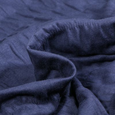 Tissu Jersey Coton smocké uni Bleu marine - Par 10 cm