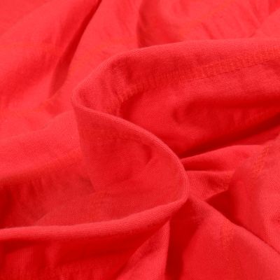 Tissu Jersey Coton smocké uni Rouge - Par 10 cm