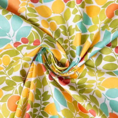 Tissu Coton imprimé Marius jardin provencal sur fond Blanc - Par 10 cm
