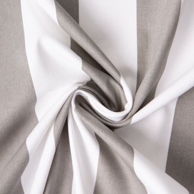 Tissu Coton Sergé d&#039;ameublement Rayé Gris sur fond Blanc - Par 10 cm
