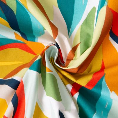 Tissu Polycoton imprimé Valentina multicolore sur fond Blanc - Par 10 cm