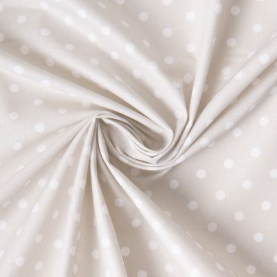 Tissu Coton Enduit pois Dotty blanc sur fond Naturel - Par 10 cm