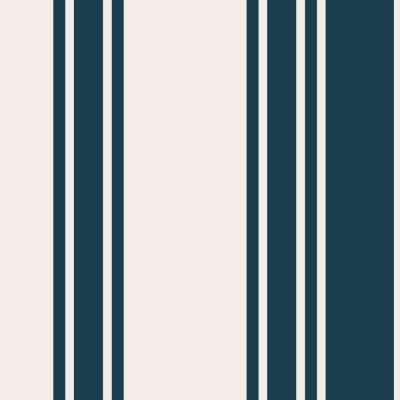 Tissu Toile Savoie enduit bleu marine Atlantica sur fond Blanc cassé - Par 10 cm