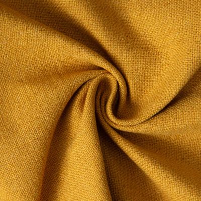 Tissu Toile Polycoton aspect Lin Alix uni Jaune moutarde - Par 10 cm