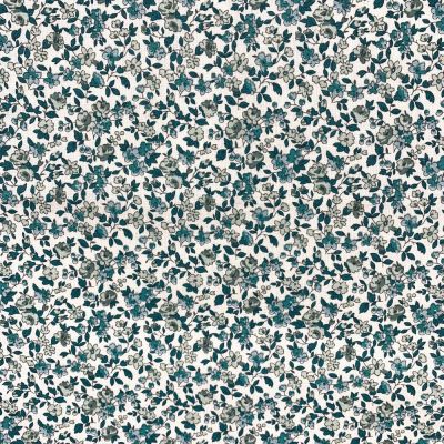 Tissu Coton imprimé Arty Petites fleurs Léonie vert canard sur fond Blanc - Par 10 cm