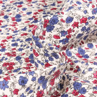 Tissu Coton enduit Léonie lavande sur fond Blanc cassé - Par 10 cm