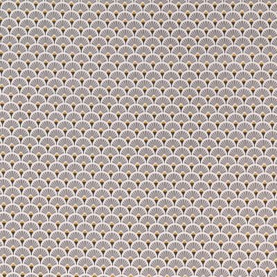 Tissu Coton Imprimé Arty Eventails Gris - Par 10 cm
