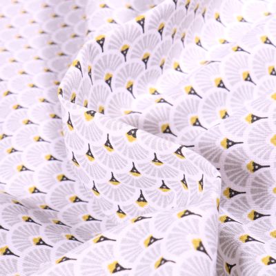 Tissu Coton imprimé Arty Eventails gris clair sur fond Blanc - Par 10 cm