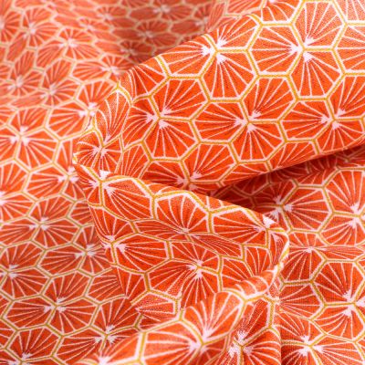 Tissu Coton enduit Riad sur fond Orange - Par 10 cm