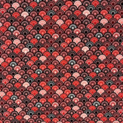 Tissu Coton enduit Suri sur fond Rouge - Par 10 cm