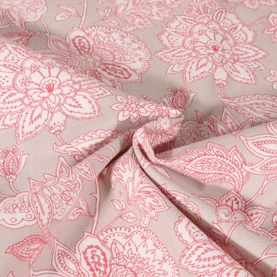 Tissu Coton imprimé Arty Sharma fleuris sur fond Beige clair - Par 10 cm