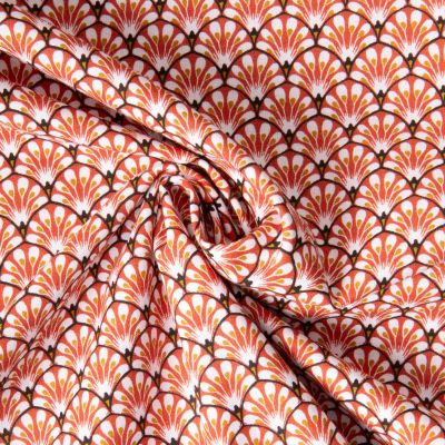 Tissu Coton imprimé Arty éventails Gaudi sur fond Terracotta - Par 10 cm