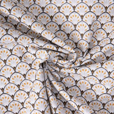 Tissu Coton imprimé éventails Arty Gaudi sur fond Gris - Par 10 cm