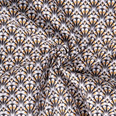 Tissu Coton imprimé Arty éventails Gaudi sur fond Noir - Par 10 cm