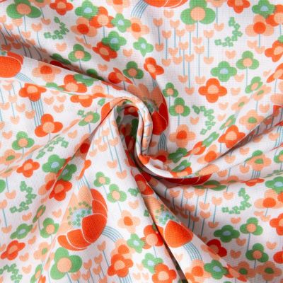 Tissu Coton imprimé Arty Clodettes fleuris sur fond Ivoire - Par 10 cm