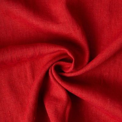 Tissu 100% Lin lavé Vérone uni Rouge - Par 10 cm