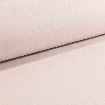Tissu Toile Polycoton Lurex uni Cubex argent fond ecru - Par 10 cm
