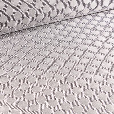 Tissu Jacquard Rayures noires pois argentés sur fond Blanc - Par 10 cm