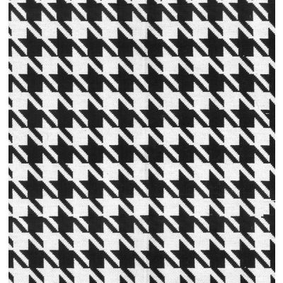 Tissu Jacquard Pied de poule noir et blanc sur fond Blanc - Par 10 cm
